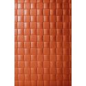 Fauteuil Mara, structure effet cuir naturel, coussin tissu terre de Sienne, Slide