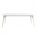 Table Faz Wood plateau HPL blanc intégral, pieds chêne naturel, Vondom, 200x90xH74 cm