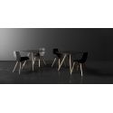 Table à manger Faz Wood plateau HPL noir et bord noir, pieds chêne blanchis, Vondom, 60x60xH74cm