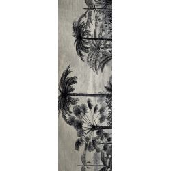 Tapis vinyle couloir Beaumont, Palmiers noirs, 95 x 300 cm, collection Orient extrême Pôdevache
