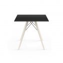 Table à manger carré Faz Wood plateau HPL noir et bord noir, pieds chêne blanchis, Vondom, 70x70xH74cm