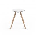 Table à manger ronde Faz Wood plateau HPL blanc et bord noir, pieds chêne naturel, Vondom, 60x60xH74cm