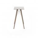Table à manger carré Faz Wood plateau HPL blanc et bord noir, pieds chêne naturel, Vondom, 80x80xH74cm