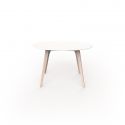 Table à manger ronde Faz Wood plateau HPL blanc intégral, pieds chêne blanchis, Vondom, diamètre 80cm H74cm