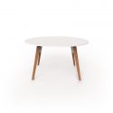 Table à manger ronde Faz Wood plateau HPL blanc intégral, pieds chêne naturel, Vondom, diamètre 120cm H74cm