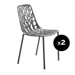 Lot de 2 chaises design Forest, Fast gris métal