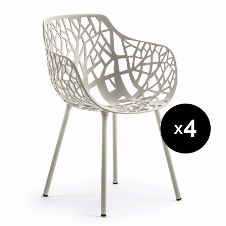 Lot de 4 chaises design Forest, Fast gris métallique