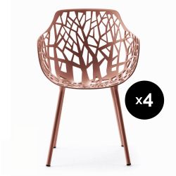 Lot de 4 fauteuils design Forest, Fast rouge terre cuite