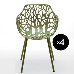 Lot de 4 fauteuils design Forest, Fast thé vert