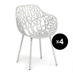 Lot de 4 fauteuils design Forest, Fast blanc