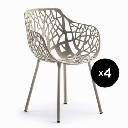 Lot de 4 fauteuils design Forest, Fast gris clair métal