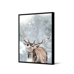 Toile encadré Cerf dans la neige 65 x 92,5 cm, collection My gallery, Pôdevache
