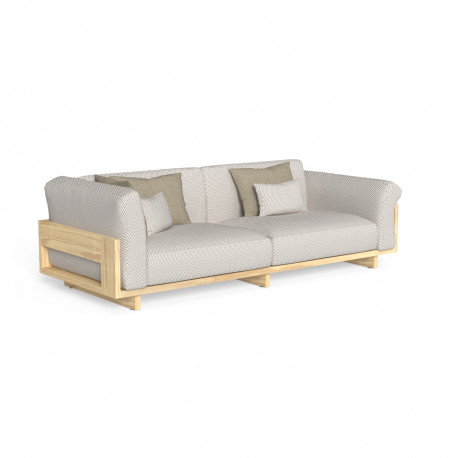 Canapé d'angle (à droite) modulaire Argo, Talenti bois clair & beige
