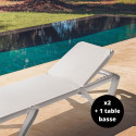 Lot de deux bains de soleil Bali avec une table basse Bali, Myyour blanc