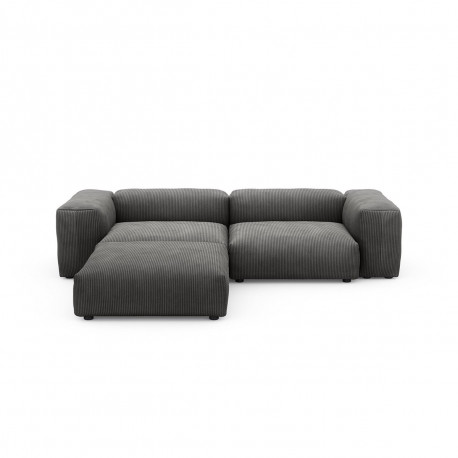 Canapé d'angle Vetsak, velours côtelé couleur gris foncé
