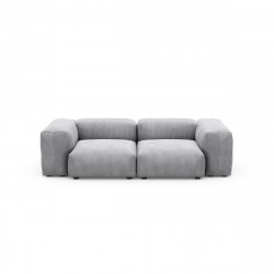 Canapé 2 places avec accoudoirs Vetsak, velours côtelé couleur gris clair L.231 x H.60 x P.220,5 cm