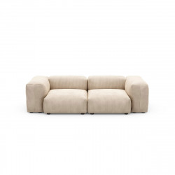 Canapé 2 places avec accoudoirs Vetsak, velours côtelé couleur sable L.231 x H.60 x P.220,5 cm