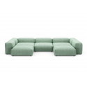 Canapé d'angle en forme de U Vetsak, velours côtelé couleur vert pâle