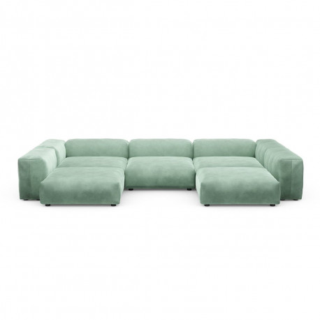 Canapé d'angle en forme de U Vetsak, velours vert menthe