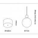 Suspension Uva, Ebb&Flow, gris fumé, diamètre 7 cm, câble transparent, boule en laiton doré