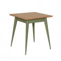 Table 55 Plateau Chêne, Vert olive, Tolix, 70 X 70 X H74 cm