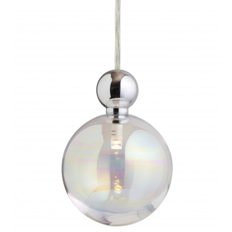 Suspension Uva, Ebb&Flow, couleur nacré, diamètre 10 cm, câble transparent, boule en laiton argenté