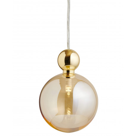 Suspension Uva, Ebb&Flow, doré fumé, diamètre 10 cm, câble transparent, boule en laiton doré