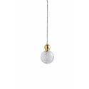 Suspension Uva Crystal Swirl, diamètre 7 cm, Ebb&Flow, câble transparent, boule en laiton doré