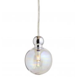 Suspension Uva, Ebb&Flow, couleur nacré, diamètre 7 cm, câble transparent, boule en laiton argenté
