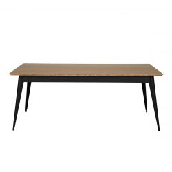 Table 55 Plateau Chêne, Noir foncé brillant Tolix, 200 x 84 x H74 cm