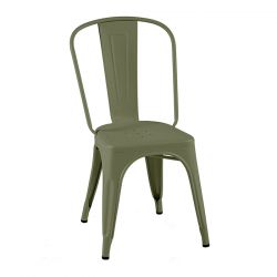 Set de 2 chaises A Inox, Tolix vert olive mat fine texture
