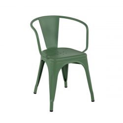 Set de 2 fauteuils A56, Tolix vert romarin mat fine texture