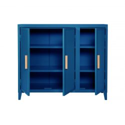 Buffet métal 3 portes B3 bas perforé, Bleu océan, Tolix, 120 x 40 x H102 cm