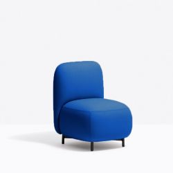 Petit fauteuil Buddy 210S, tissu bleu océan, pieds noirs Pedrali, H72xL55xl62