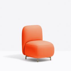 Petit fauteuil Buddy 210S, tissu orange, pieds en laiton Pedrali, H72xL55xl62