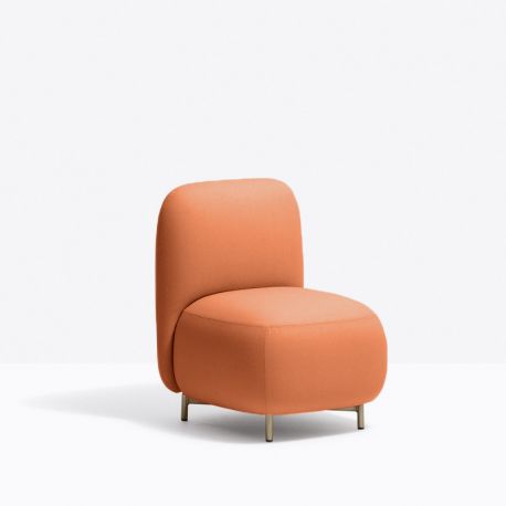 Petit fauteuil Buddy 210S, tissu rose fumé, pieds en laiton Pedrali, H72xL55xl62