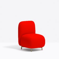 Petit fauteuil Buddy 210S, tissu rouge, pieds en laiton Pedrali, H72xL55xl62
