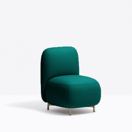 Petit fauteuil Buddy 210S, tissu vert canard, pieds en laiton Pedrali, H72xL55xl62