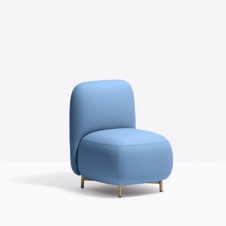 Petit fauteuil Buddy 210S, tissu bleu clair, pieds en laiton Pedrali, H72xL55xl62