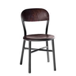 Pipe Chair sans accoudoir, Magis structure en aluminium noir et assise en hêtre foncé