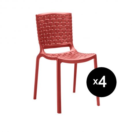 Lot de 4 chaises Tatami 305, rouge