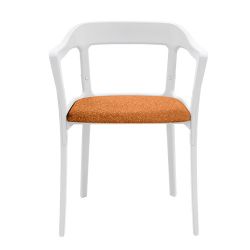 Chaise design Steelwood Magis structure en acier blanc, assise en tissu orange