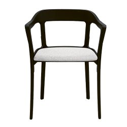 Chaise design Steelwood Magis structure en acier noir, assise en tissu blanc