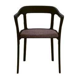 Chaise design Steelwood Magis structure en acier noir, assise en tissu marron foncé