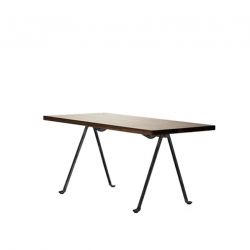 Officina , table basse design, Magis plateau en noyer américain, pieds vernis anthracite, 120x45 cm