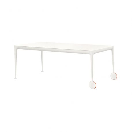 Grande table Big Will, Magis, structure blanc verni, plateau en verre trempé blanc brillant, 280x125 cm