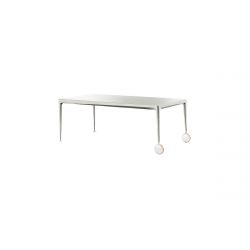 Grande table Big Will, Magis, structure aluminium poli, plateau en verre trempé blanc brillant, 240x115 cm
