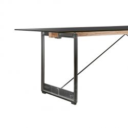Brut, grande table à manger design, Magis pieds gris anthracite, plateau en tôle d'acier noir 260x85 cm
