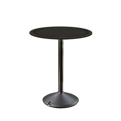 Brut, table ronde d'extérieur, Magis pied gris anthracite, plateau HPL noir  60 cm