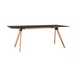 Butch, grande table à manger design, Magis pieds en hêtre massif, plateau noir 129x75 cm